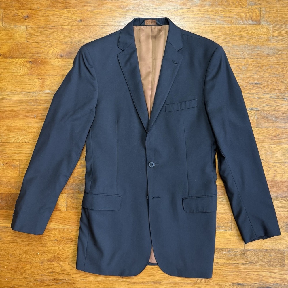 Jos A Bank Mens Slim Fit 100% Wool 2-Button Blazer Black 39L Classic